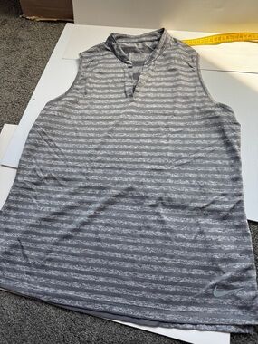 Nike Gray Striped Sleeveless Performance Polo Tank